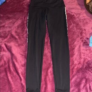 Peloton Black Leggings with White Stripes